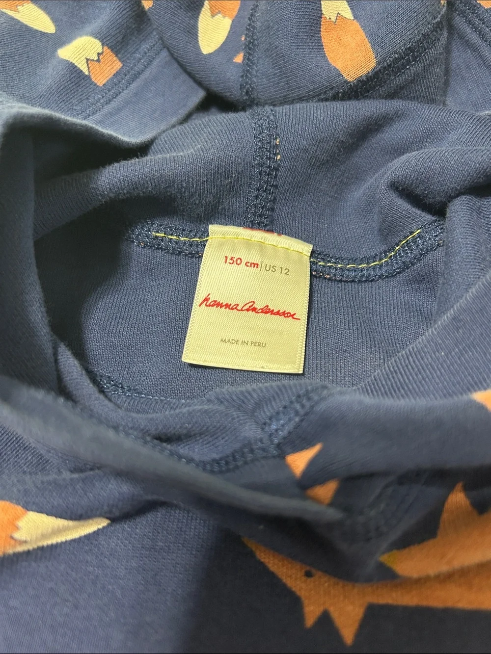 Hanna Andersson Navy Pullover Hoodie with Fox Pattern